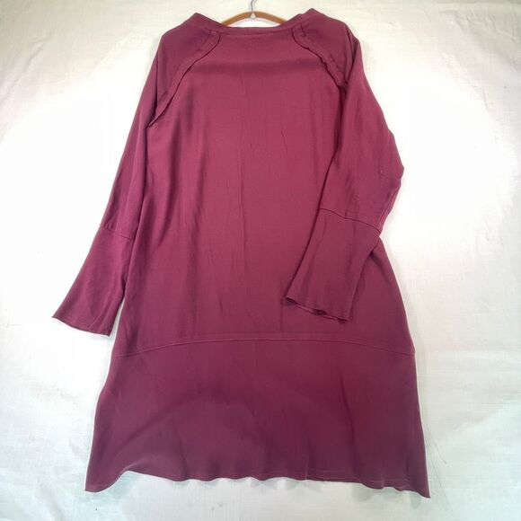 Elaine Kim Burgundy Relaxed Long Sleeve Stretch Sweater Mini Dress Size Small - Picture 6 of 9
